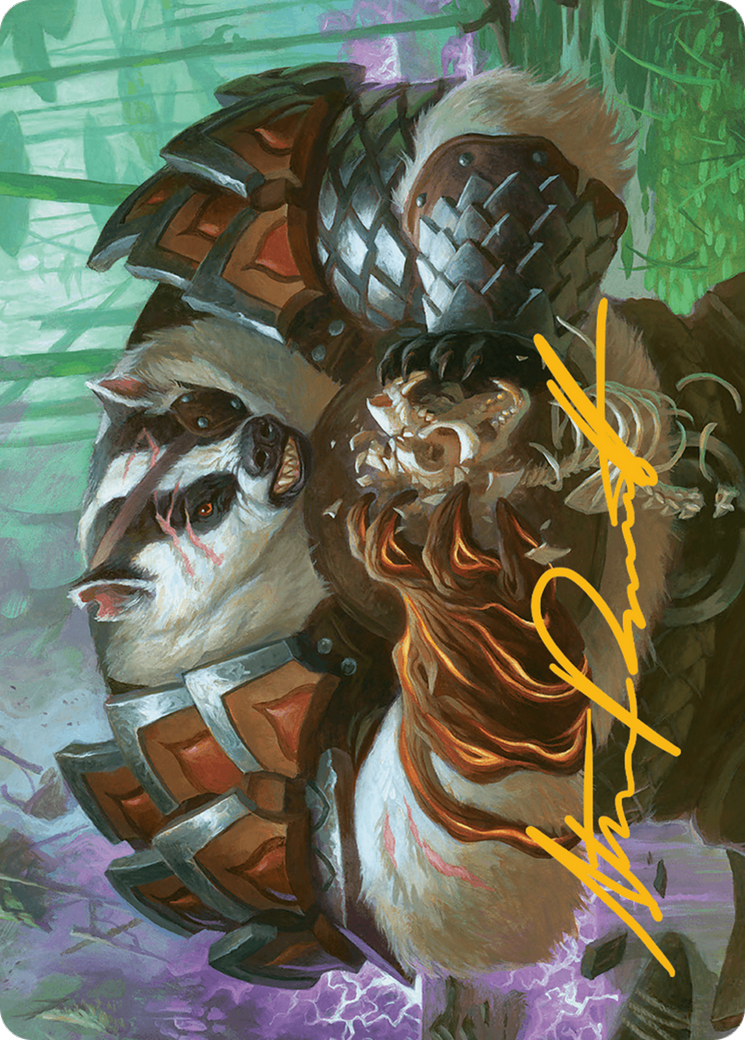 Hugs, Grisly Guardian Art Card (Gold-Stamped Signature) [Bloomburrow Art Series] | Good Games Modbury
