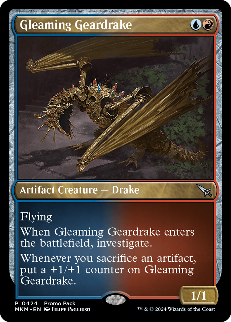 Gleaming Geardrake (Promo Pack) [Murders at Karlov Manor Promos] | Good Games Modbury