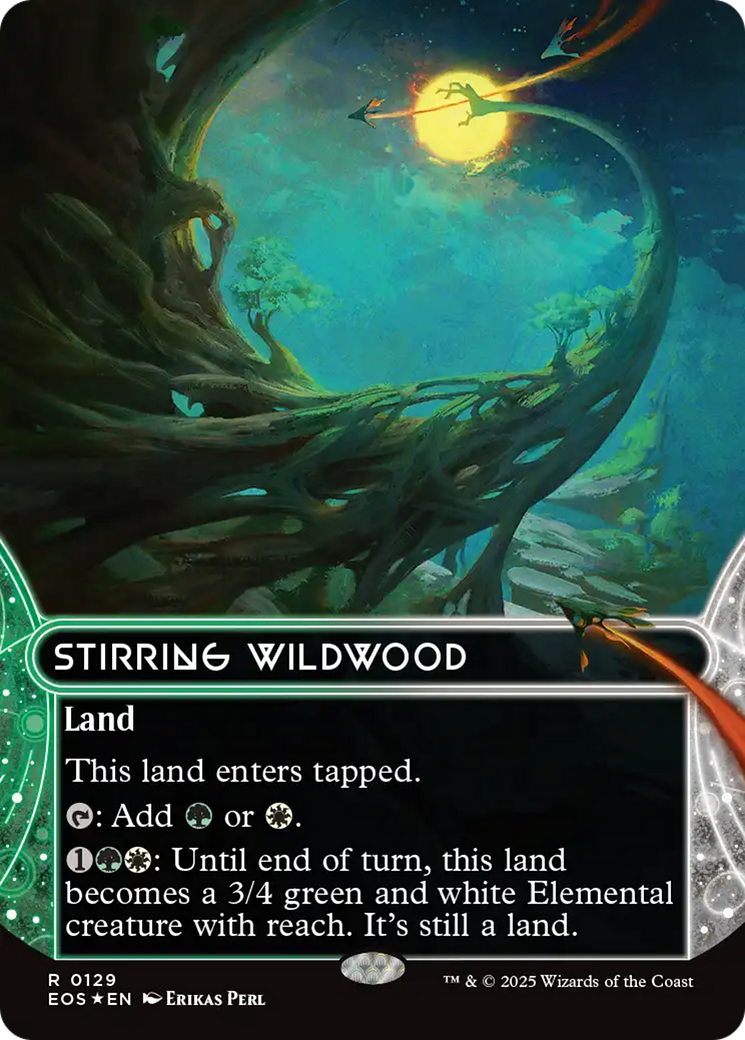 Stirring Wildwood (0129) (Borderless) (Galaxy Foil) [Edge of Eternities: Stellar Sights] | Good Games Modbury