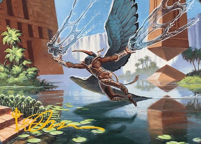 Nadu Winged Wisdom Art Card Gold Stamped Signature 14 (Art Series: Modern Horizons 3)  | Good Games Modbury