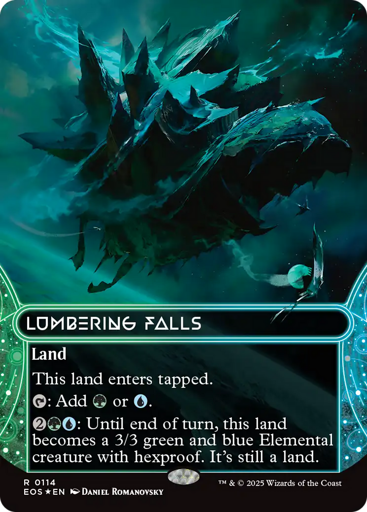 Lumbering Falls (0114) (Borderless) (Galaxy Foil) [Edge of Eternities: Stellar Sights] | Good Games Modbury