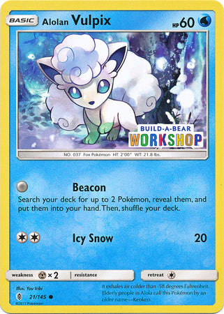 Alolan Vulpix (21/145) (Build A Bear Workshop Exclusive) [Sun & Moon: Guardians Rising] | Good Games Modbury