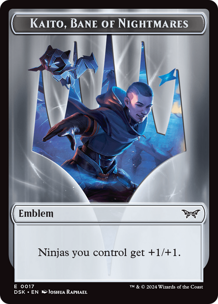 Emblem - Kaito, Bane of Nightmares // Manifest Double-Sided Token [Duskmourn: House of Horror Tokens] | Good Games Modbury