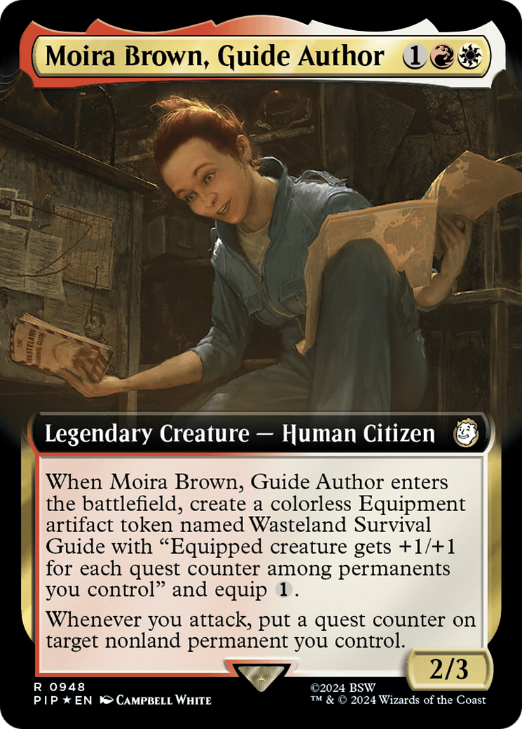 Moira Brown, Guide Author (Extended Art) (Surge Foil) [Fallout] | Good Games Modbury