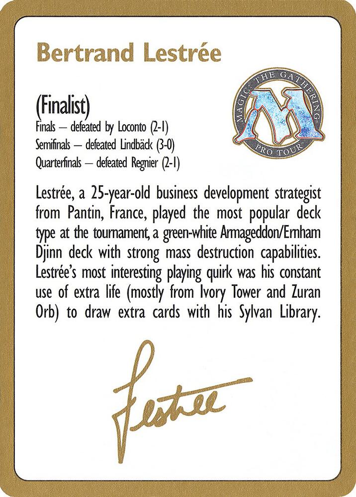 1996 Bertrand Lestree Biography Card  (World Championship Decks)  | Good Games Modbury