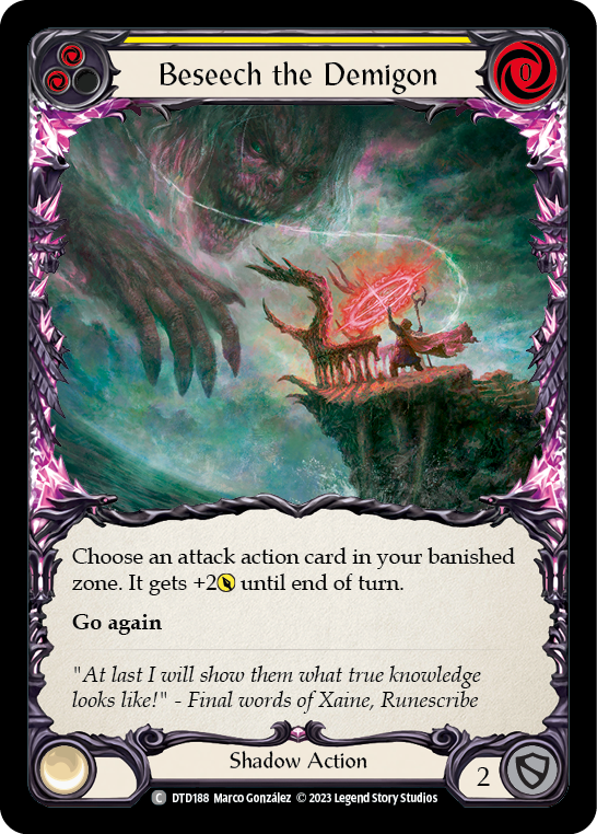 Beseech the Demigon (Yellow) [DTD188] (Dusk Till Dawn)  Rainbow Foil | Good Games Modbury