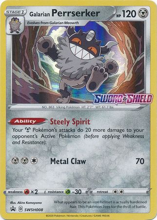 Galarian Perrserker (SWSH008) (Prerelease Promo) [Sword & Shield: Black Star Promos] | Good Games Modbury