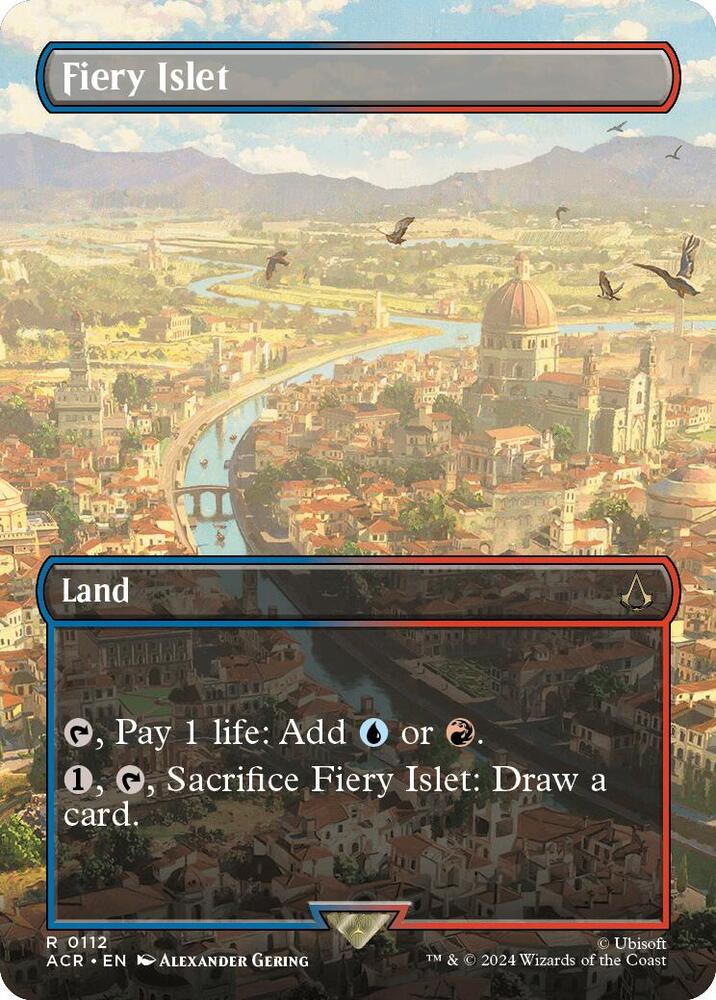 Fiery Islet 112/110 (Universes Beyond: Assassin's Creed)  - Borderless Foil | Good Games Modbury