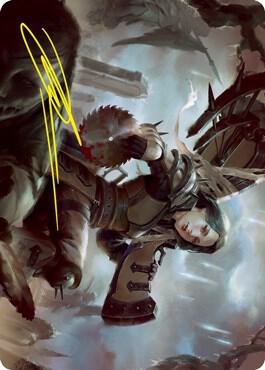 Sawblade Slinger Art Card Gold Stamped Signature 54 (Art Series: Innistrad: Crimson Vow)  | Good Games Modbury