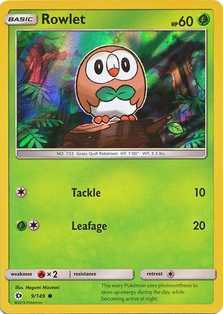 Rowlet (9/149) (Water Web Holo) [Sun & Moon: Base Set] | Good Games Modbury