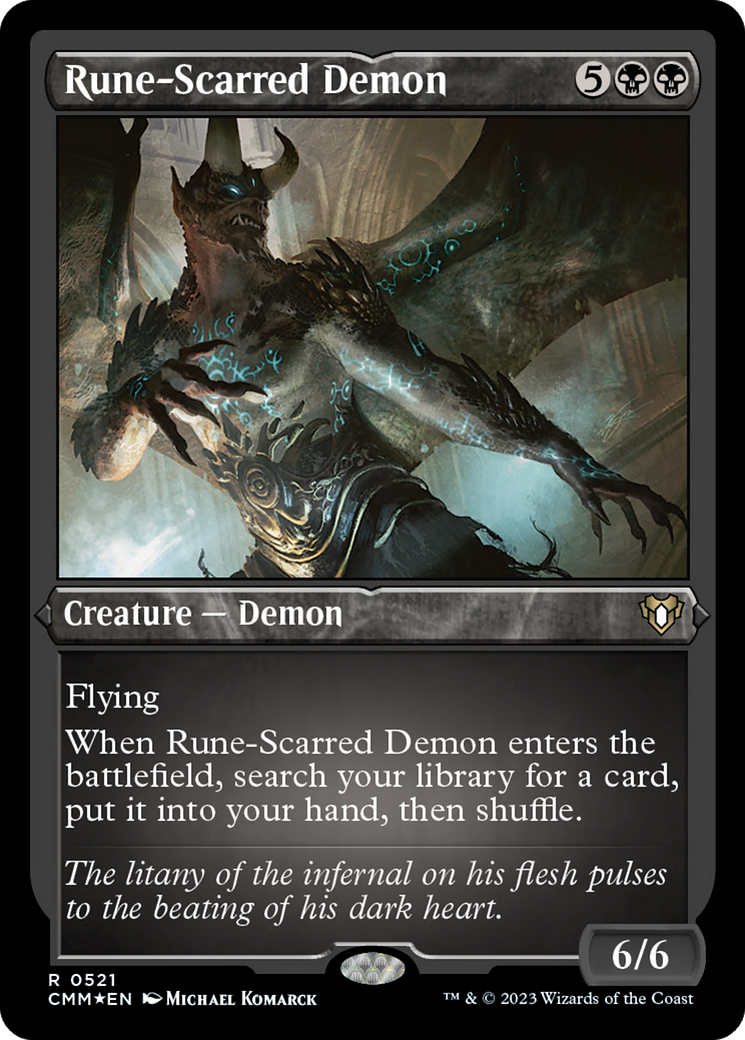 Rune-Scarred Demon (Foil Etched) [Commander Masters] | Good Games Modbury