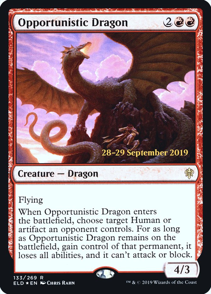 Opportunistic Dragon [Throne of Eldraine Prerelease Promos] | Good Games Modbury