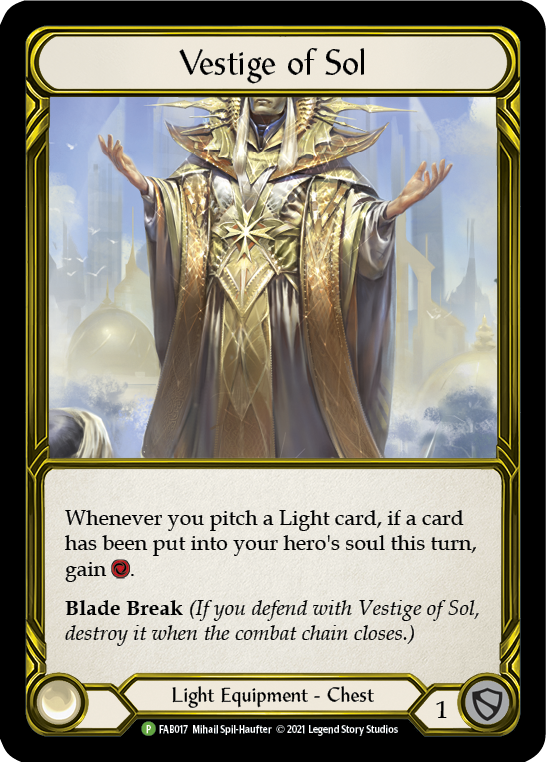 Vestige of Sol (Golden) [FAB017] (Promo)  Cold Foil | Good Games Modbury