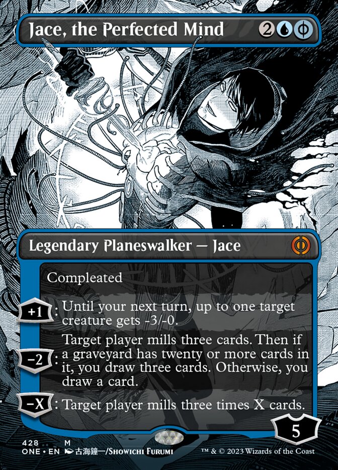 Jace, the Perfected Mind (Borderless Manga Step-and-Compleat Foil) [Phyrexia: All Will Be One] | Good Games Modbury