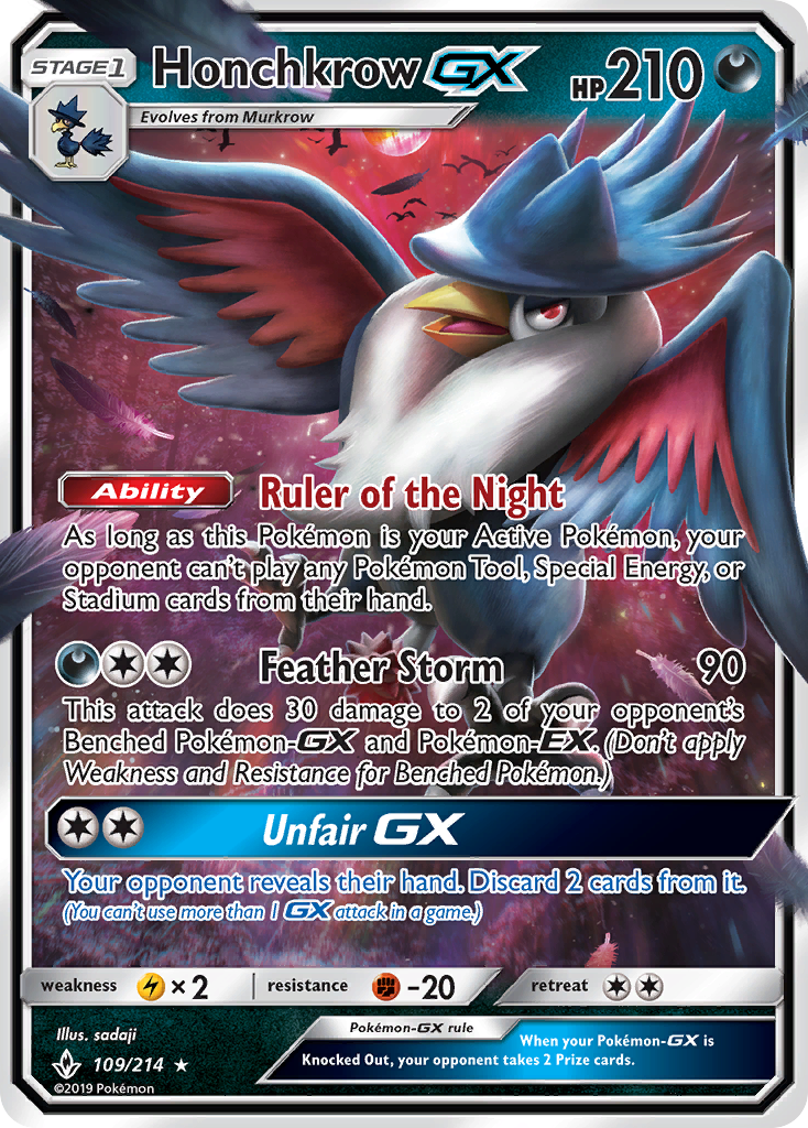 Honchkrow GX (109/214) [Sun & Moon: Unbroken Bonds] | Good Games Modbury