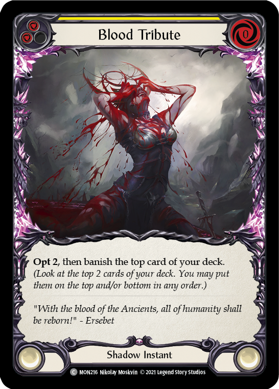 Blood Tribute (Yellow) [MON216] (Monarch)  1st Edition Normal | Good Games Modbury
