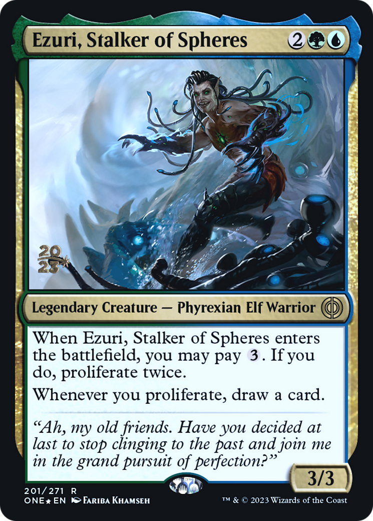 Ezuri, Stalker of Spheres [Phyrexia: All Will Be One Prerelease Promos] | Good Games Modbury