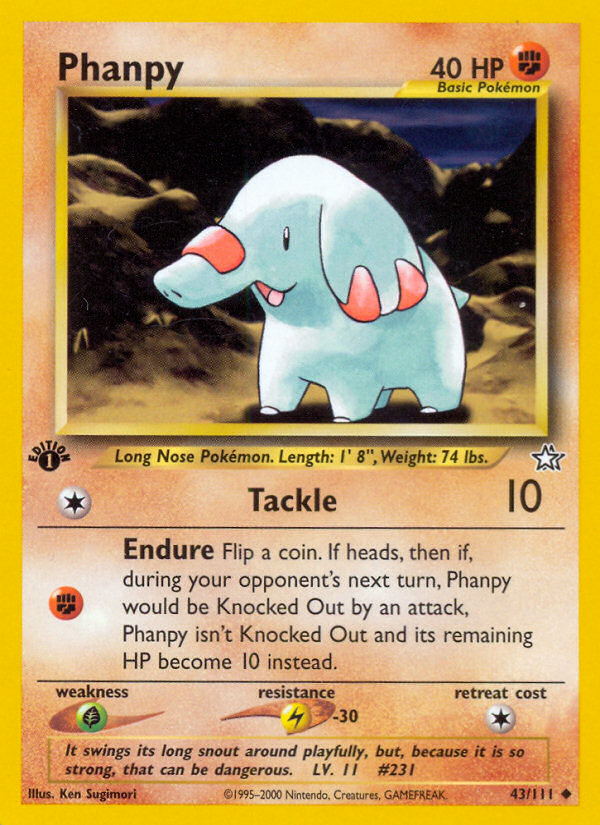 Phanpy (43/111) [Neo Genesis 1st Edition] | Good Games Modbury