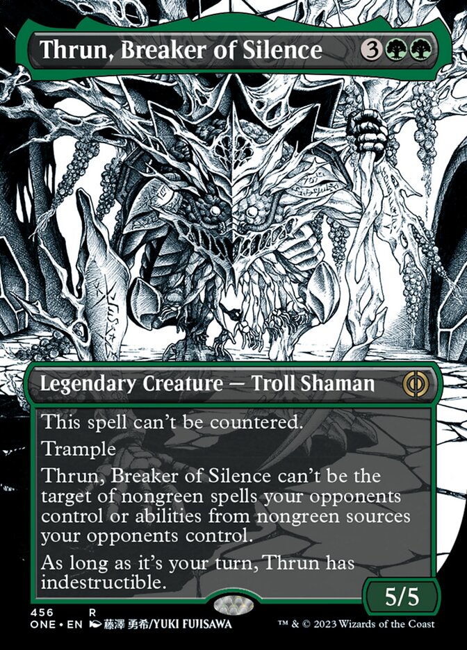 Thrun, Breaker of Silence (Borderless Manga Step-and-Compleat Foil) [Phyrexia: All Will Be One] | Good Games Modbury