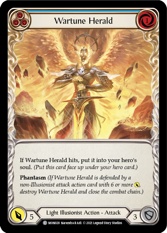 Wartune Herald (Blue) [MON028-RF] (Monarch)  1st Edition Rainbow Foil | Good Games Modbury