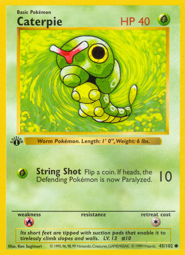 Caterpie (45/102) (Shadowless) [Base Set 1st Edition] | Good Games Modbury