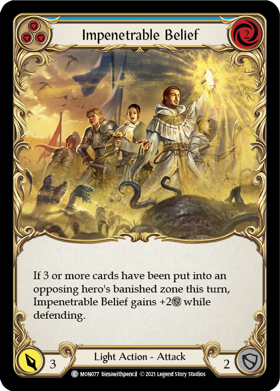 Impenetrable Belief (Blue) [MON077-RF] (Monarch)  1st Edition Rainbow Foil | Good Games Modbury