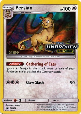 Persian (SM182) (Staff Prerelease Promo) [Sun & Moon: Black Star Promos] | Good Games Modbury