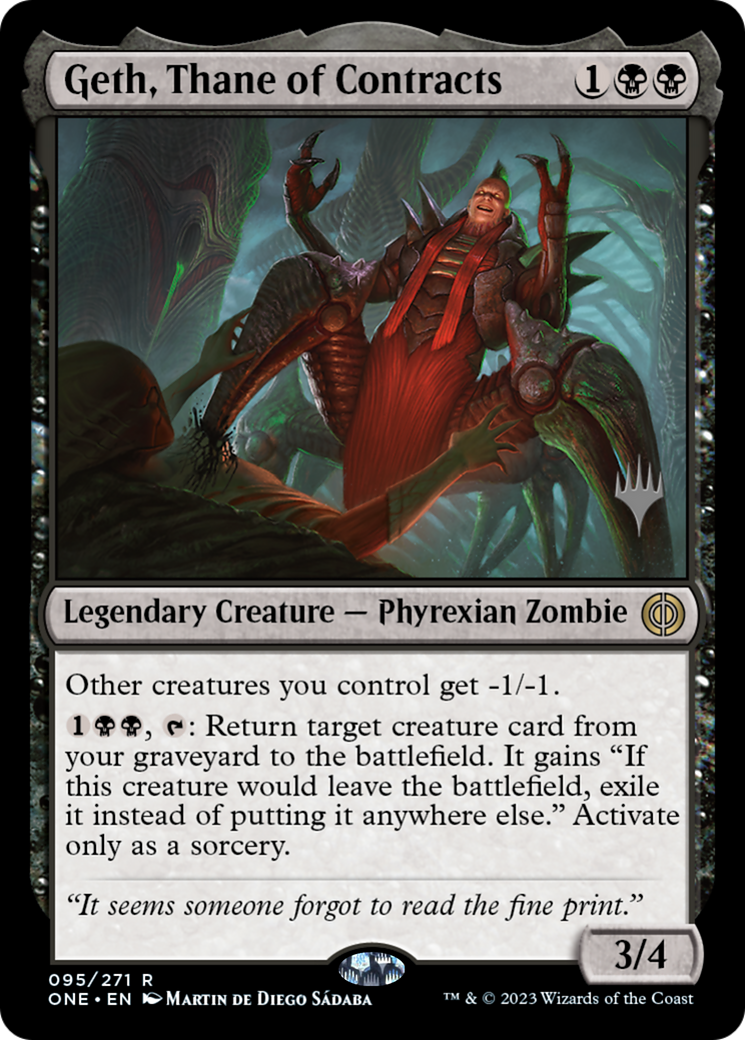 Geth, Thane of Contracts (Promo Pack) [Phyrexia: All Will Be One Promos] | Good Games Modbury