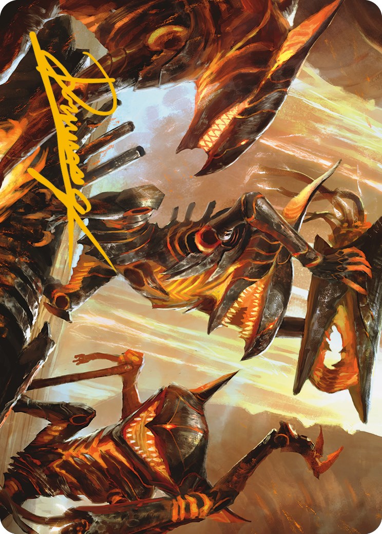 Gleeful Demolition Art Card (Gold-Stamped Signature) [Phyrexia: All Will Be One Art Series] | Good Games Modbury