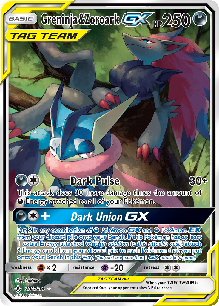 Greninja & Zoroark GX (201/214) [Sun & Moon: Unbroken Bonds] | Good Games Modbury