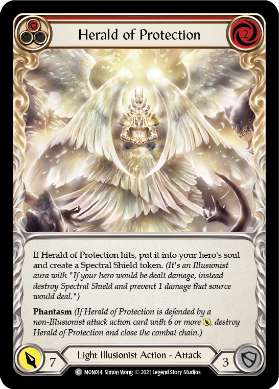 Herald of Protection (Red) [MON014-RF] (Monarch)  1st Edition Rainbow Foil | Good Games Modbury
