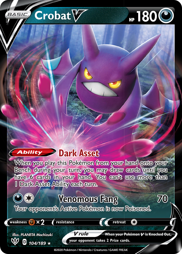 Crobat V (104/189) [Sword & Shield: Darkness Ablaze] | Good Games Modbury