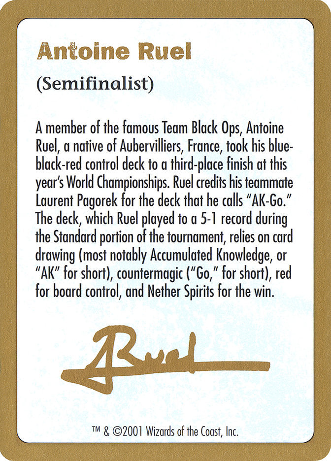 Antoine Ruel Bio [World Championship Decks 2001] | Good Games Modbury