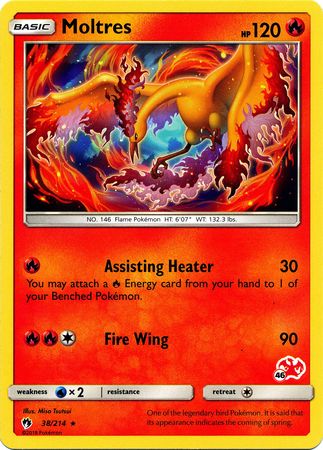 Moltres (38/214) (Charizard Stamp #46) [Battle Academy 2020] | Good Games Modbury