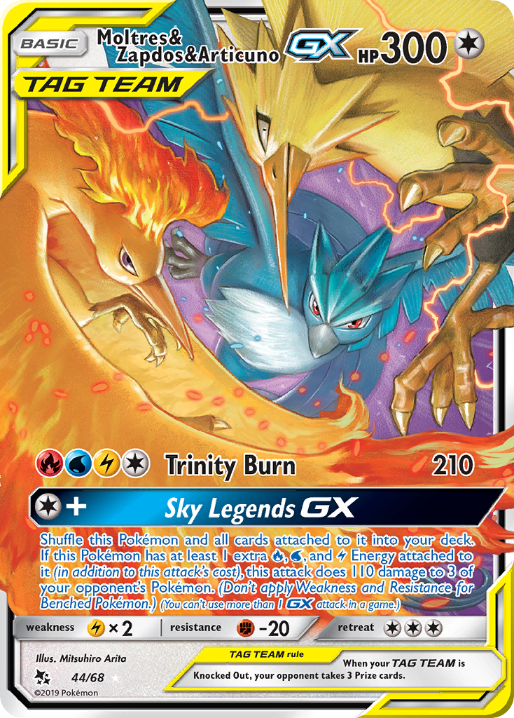 Moltres & Zapdos & Articuno GX (44/68) [Sun & Moon: Hidden Fates] | Good Games Modbury