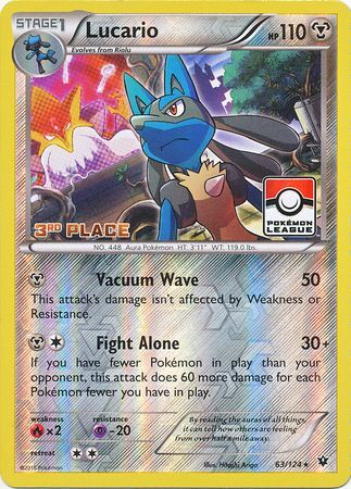 Lucario (63/124) (League Promo 3rd Place) [XY: Fates Collide] | Good Games Modbury