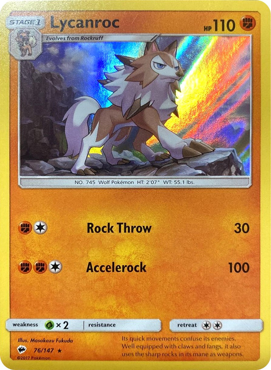 Lycanroc (76/147) (Water Web Holo) [Sun & Moon: Burning Shadows] | Good Games Modbury