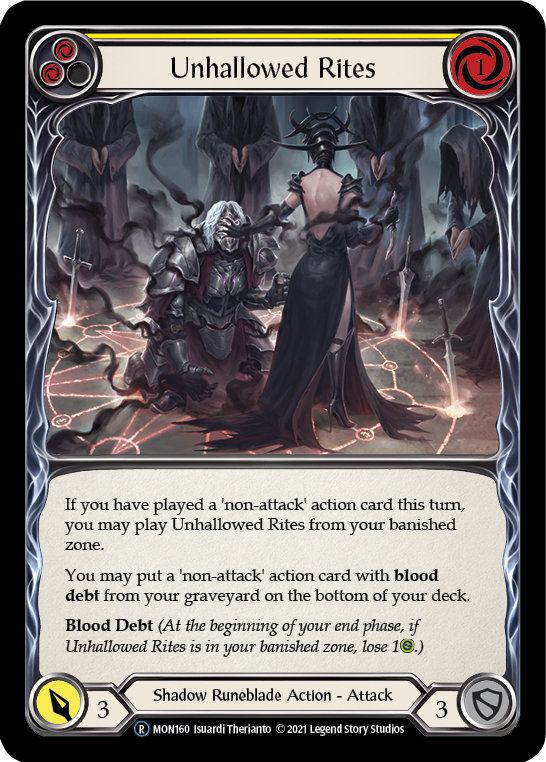 Unhallowed Rites (Yellow) [U-MON160-RF] (Monarch Unlimited)  Unlimited Rainbow Foil | Good Games Modbury