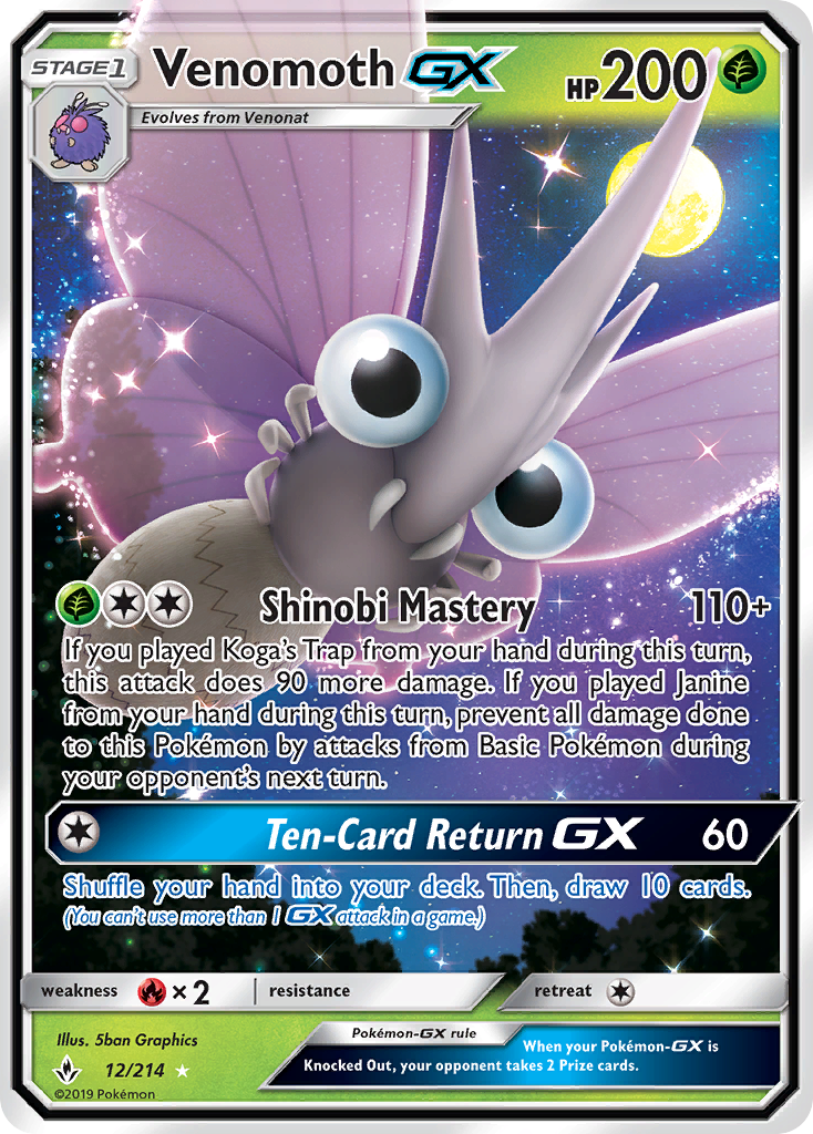 Venomoth GX (12/214) [Sun & Moon: Unbroken Bonds] | Good Games Modbury