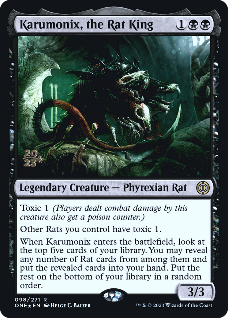 Karumonix, the Rat King [Phyrexia: All Will Be One Prerelease Promos] | Good Games Modbury