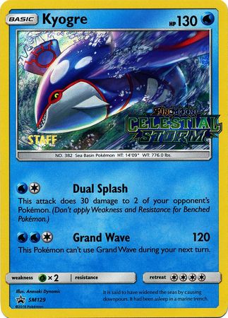 Kyogre (SM129) (Staff Prerelease Promo) [Sun & Moon: Black Star Promos] | Good Games Modbury