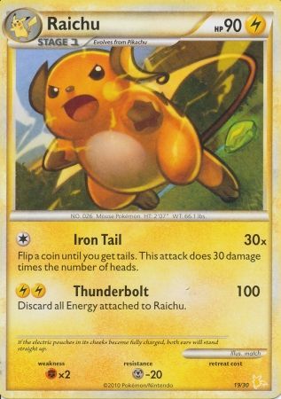 Raichu (19/30) [HeartGold & SoulSilver: Trainer Kit - Raichu] | Good Games Modbury