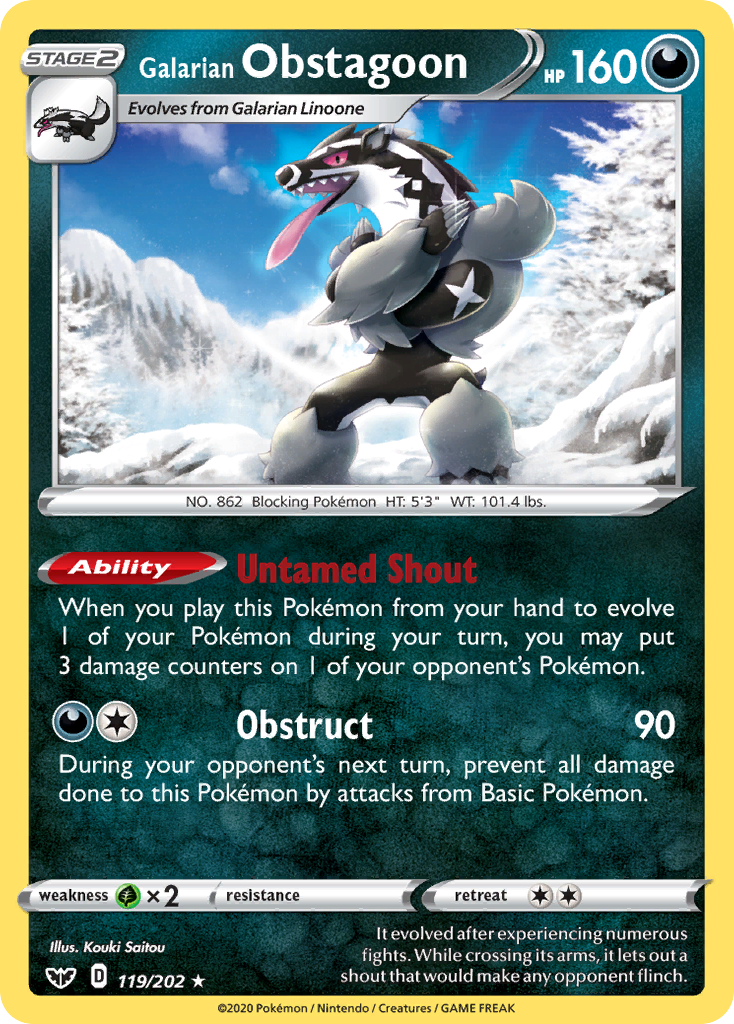 Galarian Obstagoon (119/202) [Sword & Shield: Base Set] | Good Games Modbury