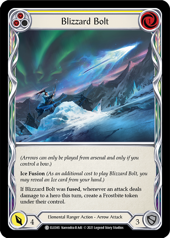 Blizzard Bolt (Yellow) [ELE045] (Tales of Aria)  1st Edition Rainbow Foil | Good Games Modbury