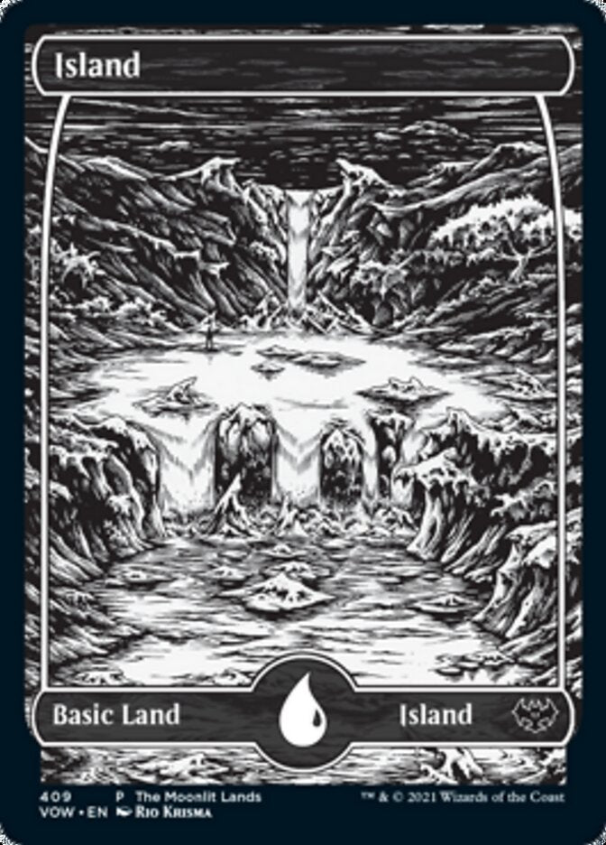 Island (The Moonlit Lands) (Foil Etched) [Innistrad: Crimson Vow Promos] | Good Games Modbury