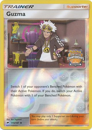 Guzma (115/147) (League Promo) (Staff) [Sun & Moon: Burning Shadows] | Good Games Modbury