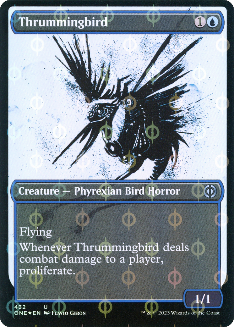 Thrummingbird (Showcase Ichor Step-and-Compleat Foil) [Phyrexia: All Will Be One] | Good Games Modbury