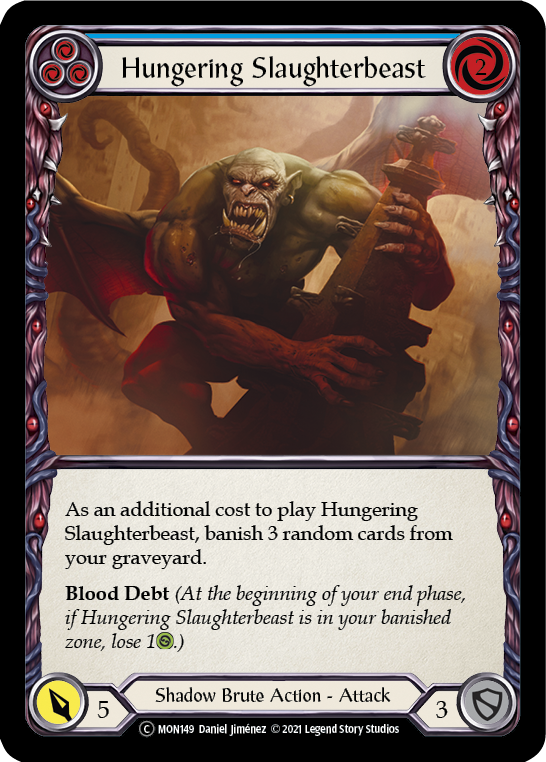 Hungering Slaughterbeast (Blue) [U-MON149-RF] (Monarch Unlimited)  Unlimited Rainbow Foil | Good Games Modbury