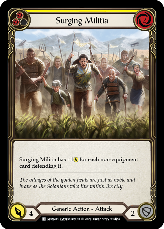 Surging Militia (Yellow) [MON288-RF] (Monarch)  1st Edition Rainbow Foil | Good Games Modbury