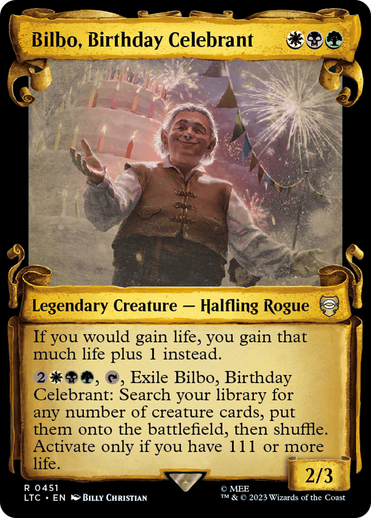 Bilbo, Birthday Celebrant [The Lord of the Rings: Tales of Middle-Earth Commander Showcase Scrolls] | Good Games Modbury